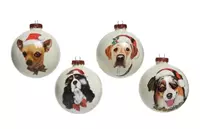 Decoris Kerstbal glas d8cm hond multi ass4