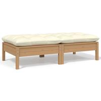 vidaXL 2-Sitzer-Gartensofa mit Kissen Creme Massivholz Kiefer 