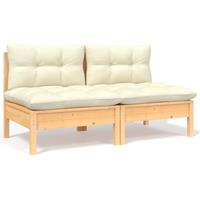 vidaXL 2-Sitzer-Gartensofa mit Creme Kissen Massivholz Kiefer 