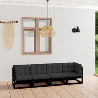 VidaXL 4-sitzer-gartensofa Mit Kissen Kiefer Massivholz