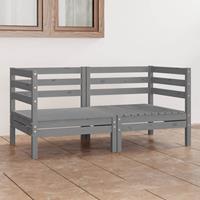 vidaXL 2-Sitzer-Gartensofa Grau Kiefer Massivholz 