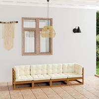 VidaXL 4-sitzer-gartensofa Mit Kissen Kiefer Massivholz