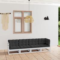 VidaXL 4-sitzer-gartensofa Mit Kissen Kiefer Massivholz