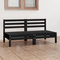vidaXL 2-Sitzer-Gartensofa Schwarz Kiefer Massivholz 