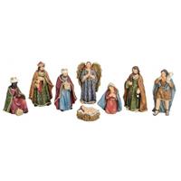 Bellatio Set van 8 stuks polystone kerststal beelden / figuren 3-11 cm -