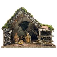 Bellatio Complete kerststal met Jozef, Maria en Jezus beeldjes 43 x 20 x 29 cm -