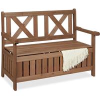 RELAXDAYS Gartenbank, Outdoorbank mit Stauraum, 2-Sitzer, HBT 85 x 115 x 60 cm, Sitztruhe mit RÃ¼ckenlehne, dunkelbraun