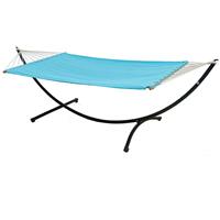 Amanka Doppel HÃngematte mit Gestell 200x120 cm Garten HÃngeliege Outdoor Metall blau