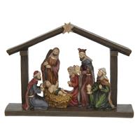 Bellatio Complete kerststal met ster en inclusief kerstbeelden 20 cm -