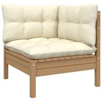 VIDAXL 2-Sitzer-Gartensofa mit Kissen Creme Massivholz Kiefer - Braun