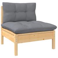 VIDAXL 3-tlg. Garten-Lounge-Set mit Kissen Grau Kiefer Massivholz - Braun