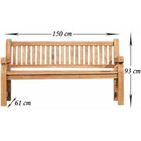 CLP Teakbank Jackson V2-teak-150x61x93 cm