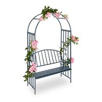 RELAXDAYS Rosenbogen mit Bank, robustes Metall, 2-Sitzer Deko-Gartenbank, Rankhilfe, HxBxT: 205 x 115 x 50 cm, Anthrazit