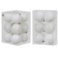 Cosy & Trendy Kerstversiering set kerstballen wit 6 - 8 cm - pakket van 54x stuks -