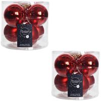 Decoris 12x Kerst rode glazen kerstballen 8 cm glans en mat -