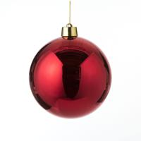 1x Grote kunststof decoratie kerstbal rood 25 cm -