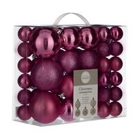 House of Seasons 92x stuks kunststof kerstballen roze 4, 6 en 8 cm -