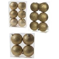 Cosy & Trendy Kerstversiering set glitter kerstballen goud 6 - 8 - 10 cm - pakket van 50x stuks -