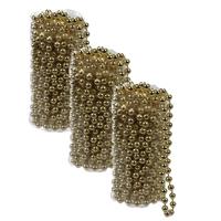 Bellatio 4x stuks kerstboom kralenslingers goud 8 meter kerstslingers -