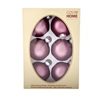 Cosy @ Home 6x stuks glazen kerstballen orchidee roze 7 cm mat -