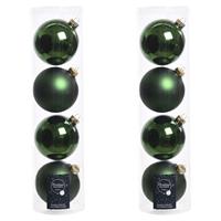 Decoris 8x Donkergroene glazen kerstballen 10 cm glans en mat -
