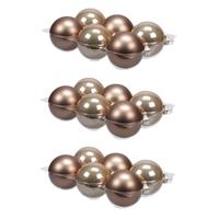 Bellatio 24x stuks glazen kerstballen ginger bruin 8 cm mat/glans -