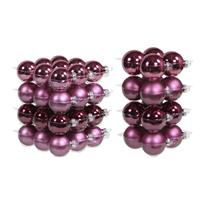 Bellatio 52x stuks glazen kerstballen cherry roze (heather) 6 en 8 cm mat/glans -