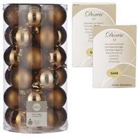 House of Seasons 30x stuks kunststof kerstballen licht koper 6 cm inclusief kerstbalhaakjes -