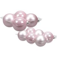 Bellatio 20x stuks roze glazen kerstballen 8 en 10 cm mat/glans -