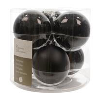 Zwarte kerstversiering kerstballenset 24x stuks van glas 8 cm -
