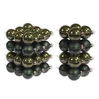 Bellatio 52x stuks glazen kerstballen donker olijf 6 en 8 cm mat/glans -
