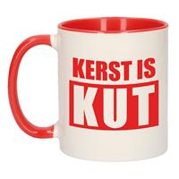 Bellatio Kerst is kut kerstcadeau koffiemok / theebeker rood met rode letters Kerstmis 300 ml -