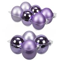 Bellatio 20x stuks glazen kerstballen amethyst paars 8 en 10 cm mat/glans -