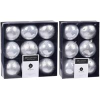 Excellent Houseware Kerstversiering kunststof kerstballen zilver 6 en 8 cm pakket van 30x stuks -