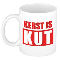 Bellatio Kerst is kut koffiemok / theebeker in rode letters Kerstmis 300 ml -