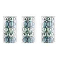 Cosy & Trendy 60x stuks kleine kunststof kerstballen mint groen 3 cm mat/glans/glitter -