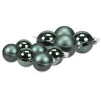 Bellatio 20x stuks glazen kerstballen emerald groen 8 en 10 cm mat/glans -