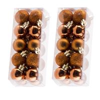 Cosy & Trendy 60x stuks kleine kunststof kerstballen oranje 3 cm mat/glans/glitter -