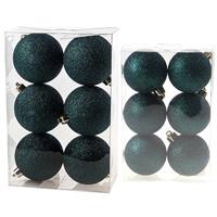 Cosy & Trendy Kerstversiering set glitter kerstballen petrol blauw 6 - 8 cm - pakket van 30x stuks -