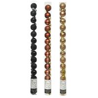 Bellatio 42x Stuks kunststof kerstballen mix zwart/terra bruin/camel bruin 3 cm -