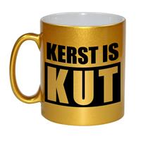 Bellatio Kerst is kut koffiemok / theebeker goud Kerstmis 330 ml -