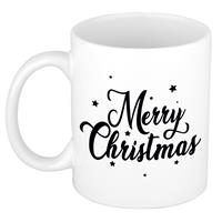 Set van 10x stuks merry Christmas met sterren cadeau kerstmokken 300 ml -