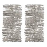 Decoris 2x Licht parel/zilveren kerstslingers 270 cm versieringen -