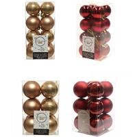 Decoris Kerstversiering kunststof kerstballen mix camel bruin/donkerrood 4 en 6 cm pakket van 80x stuks -