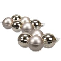 Bellatio 20x stuks glazen kerstballen licht champagne (autumn blonde) 8 en 10 cm mat/glans -