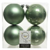 Decoris 4x Salie groene kerstballen 10 cm kunststof mat/glans -