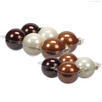 Bellatio 20x stuks glazen kerstballen natuurtinten (opal natural) 8 en 10 cm mat/glans -