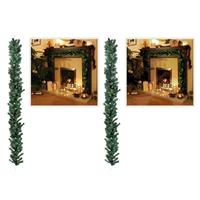 2x Kerst guirlande groen 270 cm -