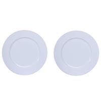 Bellatio 12x Ronde diner/kerstdiner borden/onderborden wit glimmend 33 cm -