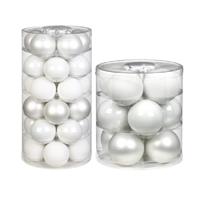Bellatio 32x stuks glazen kerstballen wit 6 en 8 cm glans en mat -